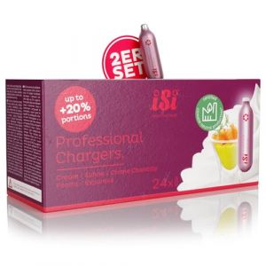 ISI Lot de 2 x 24 capsules &agrave; cr&egrave;me - Professional Charger - Capsules de cr&egrave;me N2O en acier de qualit&eacute; sup&eacute;rieure - Certifi&eacute;es HACCP - Fabriqu&eacute;es en Autriche (apiando-shop, neuf)