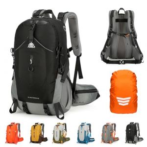 Geila Sac &agrave; dos de randonn&eacute;e 40L, ultra-l&eacute;ger et imperm&eacute;able, grande capacit&eacute;, respirant, id&eacute;al pour le trekking et l'escalade, avec housse de pluie. (40L Noir) (HappyShop9319, neuf)