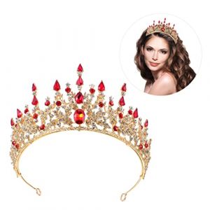 Beaupretty tiare Mariage bal de peigne de princesse décor Ceinture couronne princesse couronne de princesse bandeau bijoux de cheveux couronne de style baroque strass rouge (lorianca, neuf)