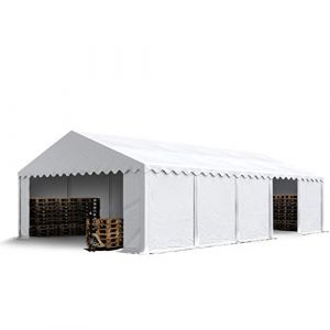 TOOLPORT Tente de Stockage 5x10 m b&acirc;ches en PVC 750 N Blanc imperm&eacute;able avec Cadre de Sol (INTENT24, neuf)