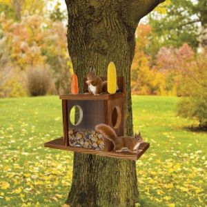 Station de nourrissage pour &eacute;cureuils Gatphy, r&eacute;sistante aux intemp&eacute;ries avec fen&ecirc;tre carr&eacute;e transparente, stable pour l'ext&eacute;rieur, station de nourrissage avec trous d'a&eacute;ration pour fixation sur arbre (tiangaokoufu, neuf)