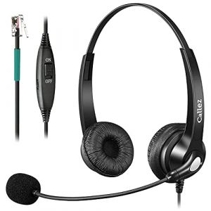 Casque T&eacute;l&eacute;phone Fixe RJ9 avec Micro Anti-Bruit, Oreillette T&eacute;l&eacute;phonique pour Polycom VVX411 Aastra 6757i Gigaset DA710 Fanvil X7C Alcatel Temporis 580 Plantronics Avaya Bureau Centre d'appel (Wodio EU, neuf)