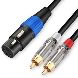 JOLGOO Câble de dérivation asymétrique XLR femelle vers double RCA Y, 1 XLR femelle vers 2 RCA mâle, câble adaptateur, 3 m (JolgooDirect, neuf)