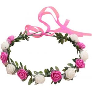 Bandeau floral, bandeau &agrave; fleurs, couronne de fleurs, bandeaux &agrave; fleurs, couronne de fleurs for femmes, for f&ecirc;te de mariage, guirlandes florales, couronne de cheveux, bandeaux floraux(Milk snow rose r (YxsyGs, neuf)