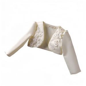 Proumhang Ch&acirc;le Cardigan et Veste pour Enfants,Bol&eacute;ro Ch&acirc;le &agrave; Manches Longues,Fleurs en Satin,Ouvert sur Le Devant,Robe de Mariage,de Demoiselle d'honneur,d'anniversaire et de Princesse Champagne 150 (labellevie_NO1, neuf)