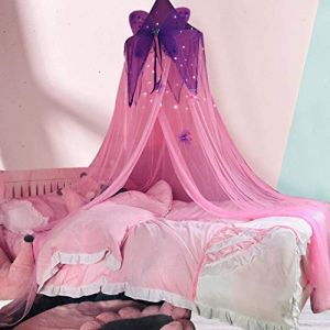 SHIKUN Rose auvent Rond dôme rêveur moustiquaire pour Enfants avec Grand Papillon décoration Rideau de lit de Tente pour Enfants pour Filles, lit d'enfants, lit de Filles, Chambre de Filles (LIUNIAN TRADING, neuf)