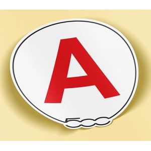 SC &reg; - Sticker/Autocollant - Disque A - Fiat 500 - Jeune Permis - Jeune Conducteur - 6 couleurs au choix - Fabrication Fran&ccedil;aise (Noir) (S-C, neuf)