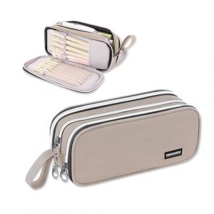 COLOCASTLE Trousse Scolaire, Trousse &agrave; Crayons de Grande Capacit&eacute;, Sac &agrave; Crayons &eacute;cole avec 3 Compartiments, Trousse Scolaire pour Filles Gar&ccedil;ons &eacute;tudiants Adultes, Gris (COLOCASTLE EU, neuf)