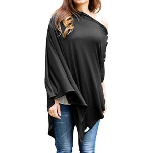 Byrd & Blume Couverture d'allaitement respirante et légère pour maternité - Châle - Poncho complet 360 degrés (noir, taille unique) (ASKAA STORE, neuf)