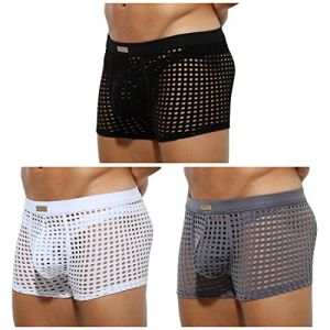 Casey Kevin Boxer Homme Sexy, Boxers Transparent Homme Mesh sous-vêtements, Lingerie Sexy Homme (Lot de 3) (Casey-Kevin, neuf)