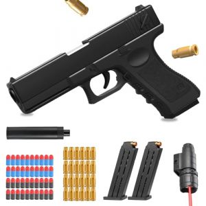 Pistolet Jouet avec Balles Souples,Pistolet à Balle Molle,Eva Mousse Jouet Blaster avec Chargeur éjectable et Balles,Pistolet Jouet Mousse Blaster,pour 14+ Cadeaux pour Enfants (Dazzling-EU, neuf)