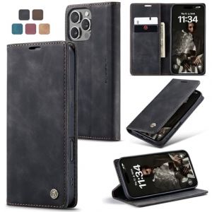 Cracedily Coque pour iPhone 16 Pro Pochette 6.30 Pouces, Etui Protection Housse Premium en Cuir PU, Etui &agrave; Rabat Pochette de Portefeuille &Eacute;tui pour iPhone 16 Pro Case, Noir (Cracedily, neuf)