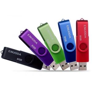 ENUODA Lot de 5 Cl&eacute; USB 8 Go Stockage M&eacute;moire Flash Rotation Disque Cle USB 2.0 pour Le Stockage de Musique et des Dossiers (Couleur Mixte: Rouge Vert Noir Bleu et Violet) (Shenzhen Innoda Technology Co., Ltd., neuf)