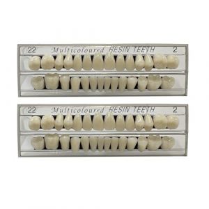 Lot de 56 dents fausses dents - 2 ensembles de dents en résine synthétique - Dents supérieures et inférieures - Accessoire de maquillage - 22 A2 (HRASY-DE, neuf)
