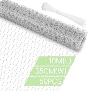 Flintronic Grillage à Mailles, 35cmx10m Épaisseur Fil 0.5mm Maille 25x15mm, Grillage a Poule, Grille métallique Volière Acier Galvanisé,pour Projet d'Artisanat De Bricolage Ou Filet De Jardin en Métal (XJYEU, neuf)