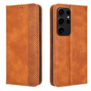 EASSGU Coque pour Samsung Galaxy S25 Ultra (6.8" inches), Etui Flip Folio en Cuir PU avec Interrupteur Magn&eacute;tique, [3 Fentes pour Cartes] [1 Portefeuille] Housse - Marron (EASSGU, neuf)