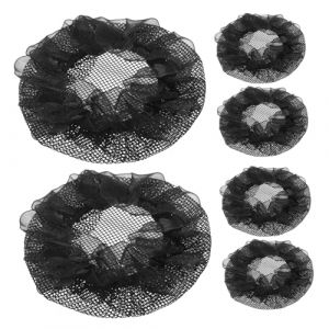 DRESSOOS 6 Pièces hair charms hair toppers filet marron pour cheveux filet à cheveux au crochet filet à cheveux femmes chignon résille pour femme filets à cheveux pour femmes chiffon Black (Mingsyue, neuf)