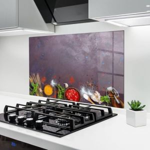 ARTHUB&reg; Cr&eacute;dence de Cuisine en Verre 60x80 cm, Tomato Sauce | Protection Contre Les &eacute;claboussures, Rev&ecirc;tement Mural en Carreaux, Plaque en Verre, Verre tremp&eacute;, Aliments, &Eacute;pices (ARTHUB - wall decor, neuf)