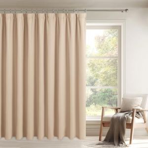 DWCN Rideau Thermique Extra Large avec Galon fronceur, Beige, 250 x 210 cm (Largeur x Hauteur), s&eacute;parateur de pi&egrave;ce, Opaque, avec Cravates, pour Rail, Salon, Chambre &agrave; Coucher (DWCN EU, neuf)