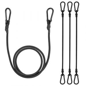 Tendeurs Elastique,Sandow Elastique 150CM Pack de 4 Tendeurs Robustes de 8 mm de Diamètre avec Mousqueton,Tendeur Crochet Noir. (Little Tiger store, neuf)