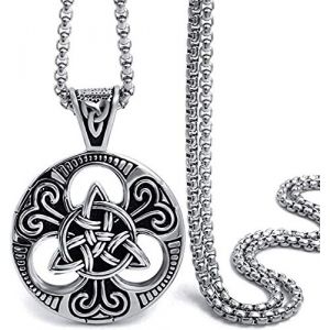 DUTACK Acier inoxydable Viking amulette noeud celtique croix irlandaise pendentif collier pour hommes femmes transfert bijoux boîte-cadeau (SOUTHBANK, neuf)