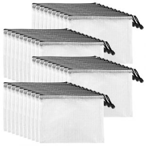 GBACHOOSE 40PCS Pochette Document Zipp&eacute;e A5, PVC Mesh Pochette Rangement Documents, Pochette Plastique A5 Zipp&eacute;e, Pochette A5 Plastique Transparente, Pochette Zipp&eacute;e A5 Pour Documents, Papier, Re&ccedil;us (GBACHOOSE, neuf)