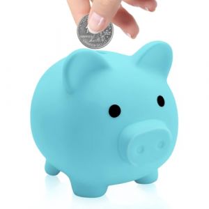 Coco Berming Tirelire Mignonne en Plastique Incassable, Tirelire Cochon avec Couvercle Rotatif Inf&eacute;rieur, Piggy Bank D&eacute;corative, Cadeau Anniversaire ou F&ecirc;tes (Bleu Ciel) (Coco Berming, neuf)