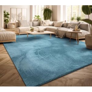 TT Home Tapis Poil Ras Tapis De Salon Monochrome Design Moderne Lavable, Couleur: Bleu Clair Turquoise, Dimension:60x100 cm (marche-de-tapis, neuf)