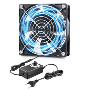 Ventilateur PC 120mm ZAKVOP ventilateurs pc silencieux fan 12V avec 3 vitesses réglables, portable pc ventilateur AC 220V - 240V, pour TV, radio, routeur (1) (BenNiTe, neuf)