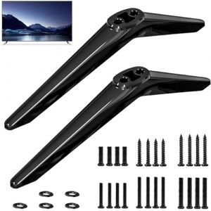 Pied TV Universel pour TCL Support TV pour la Plupart des Supports TV de 32/40/49/50/55 Pouces Pieds de Meuble TV Noirs Compatible avec Sharp, Samsung, LG et Hisense avec Vis Installation Facile (ChaoOuXin, neuf)