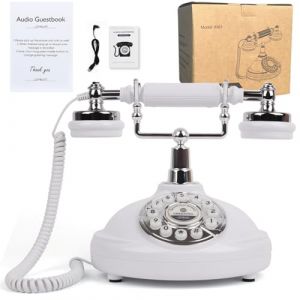 Livre d'or audio pour téléphone de mariage, enregistrez un message audio personnalisé avec le livre d'or audio pour téléphone rétro pour mariage, anniversaire, fête, confession (Téléphone Blanc) (chen kang shop, neuf)
