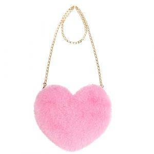 Sac &agrave; Bandouli&egrave;re C&oelig;ur Femme, Sac Peluche en Forme de Coeur Douce, Sacs en Forme de C&oelig;ur avec Cha&icirc;ne Dor&eacute;e, Sacs Fourre Tout Peluche, pour Saint-Valentin, Soir&eacute;e, Rendez-vous, Cadeau Femme (Rose) (FUYINFU LIMITED, neuf)