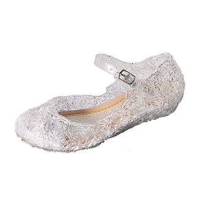 YOUKD Princesse Cosplay Chaussures pour Filles Cristal Sandales Gel&eacute;e Chaussures pour Halloween F&ecirc;te D'anniversaire Carnaval Blanc EU33 (Youkeda, neuf)