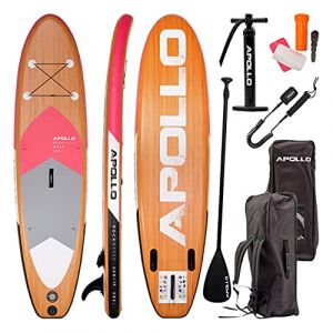 Apollo Paddle Gonflable Planche Sup – Ensemble Complet - Kit Paddle Gonflable Adulte – Planche Paddle Gonflable avec Pagaie, Pompe et Kit de Réparation - pour Débutants et Professionnels (Vevendo, neuf)