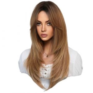 Giwnhvx 64 cm Perruque de Simulation Européenne et Américaine Femme Cheveux Longs Centre Séparé Tête Complète Ensemble Cheveux Longs Femme Ensemble Tête Perruque Facile à Installer, C (mashengtongKYQ, neuf)