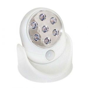 Trimming Shop 1 lampe blanche &agrave; 7 LED, &agrave; piles avec d&eacute;tecteur de mouvement sans fil pour jardin, int&eacute;rieur, ext&eacute;rieur, terrasse et abri de jardin, 12,5 cm (Trimming Shop, neuf)