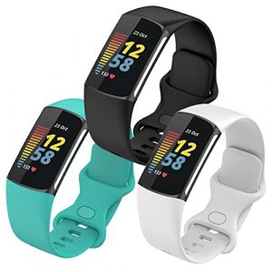 FunBand Bracelet Compatible avec Fitbit Charge 5 Bandes, Bracelet de Montre de Sport de Remplacement en Silicone Souple Réglable Accessorie Bracelet pour Charge 5 Activity Tracker, 3-Pack (FunBand EU Direct Store, neuf)