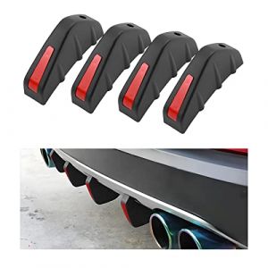 JNNJ 4 Pièces Diffuseur De Spoiler De Pare-Chocs Arrière, Aileron De Pare-Chocs Arrière Voiture, Pare-Chocs Requin Becquet Arrière, Universel Anti-Usure Châssis Décoration Aileron Voiture(Noir/Rouge) (KJHmaoyi, neuf)