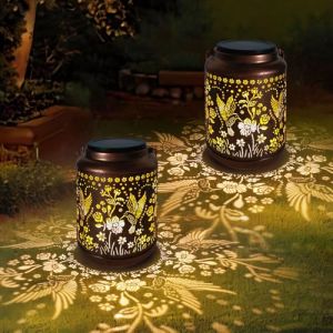 MIFXIN Lot de 2 lanternes solaires en forme de colibri en métal avec crochet de berger, lumières LED étanches pour table, terrasse, balcon, cour (HONGLIXUAN, neuf)