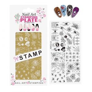 Pochoir en m&eacute;tal avec 15 motifs antirouille pour vernis gel (tonder, neuf)