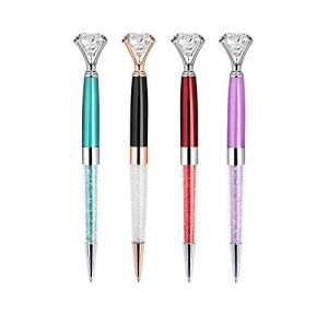ISIYINER Stylos à Bille Diamant Stylo en Cristal en Métal pour École Fournitures de Bureau, Encre Noire 4 Pièces (Noir, Rouge foncé, Violet, Bleu paon) (HYPER SHOP SRL, neuf)