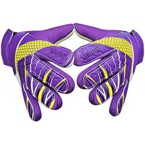 Jalunth Gants de Gardien But Enfant Jeune Junior avec Protections des Paume en Latex Antiderapant et Dos Main PU Convient Entrainement et Compétition Gant de Foot Gardien pour Garcon Fille Garçons (JaHuaOnline-b, neuf)