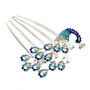 NIYANGLE Peigne à cheveux phénix diamant pinces à cheveux strass peigne barrette strass Mariages invité Décorations de cheveux accessoires de peigne à cheveux de mariage alliage Bleu (Telinei, neuf)