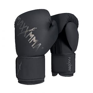 MaxxMMA Pro Style Gants de boxe pour hommes et femmes, absorption efficace des chocs, protection du poignet, sac de frappe, MMA, Muay Thai, Sparring (noir, 300 g) (MaxxMMA Global, neuf)