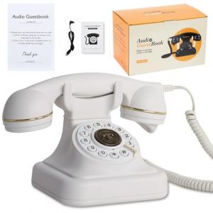 ROOMEDAL Livre d'or Audio pour téléphone de Mariage, enregistrez Un Message Audio personnalisé avec Le Livre d'or Audio pour téléphone rétro pour Mariage, Anniversaire, fête, Confession (Blanc) (ROOMEDAL Tech, neuf)