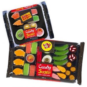 Look-O-Look Candy Sushi & Mini Sushi – Assortiment de bonbons gélifiés en guimauve et confiseries en forme de maki et nigiri – Cadeau original pour fêtes, anniversaires et soirées à thème asiatique (Natur und Gesund, neuf)