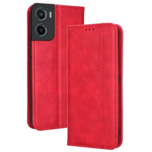 RankOne &Eacute;tui Portefeuille pour Motorola Moto g05 / Motorola Moto E15 (6.67" inches), &Eacute;tui en Cuir &Agrave; Rabat Magn&eacute;tique avec Fentes pour Cartes Rouge (Rankone, neuf)