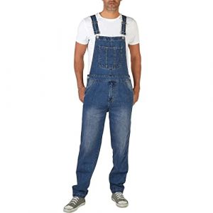Salopette &agrave; bretelles pour homme - Grande taille - Coupe d&eacute;contract&eacute;e - Salopette en jean avec &eacute;paules r&eacute;glables - Salopette de travail robuste pour homme, bleu clair, XL (Cong Store, neuf)