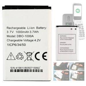 Aousavo DBO-1000A DBAA-1000A Batterie de Rechange, Compatible avec Doro 2880 4G, 2800 4G/2820 4G/1880, Seniors, DFC-0480, DBAA-1000A, DBO-1000A, Doro 1370 (BC everything, neuf)