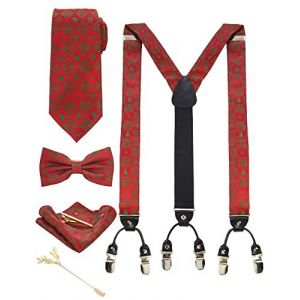 JEMYGINS Bretelle Homme Rouge/Arbre de No&euml;l en Soie de No&euml;l Christmas et Cravate Noeud papillon Ensemble Compris bo&icirc;te (JEMYGINS Tie Official Store, neuf)